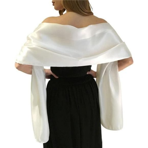 SHAWLS Wraps Satin for Women - White - Picture 2 of 3